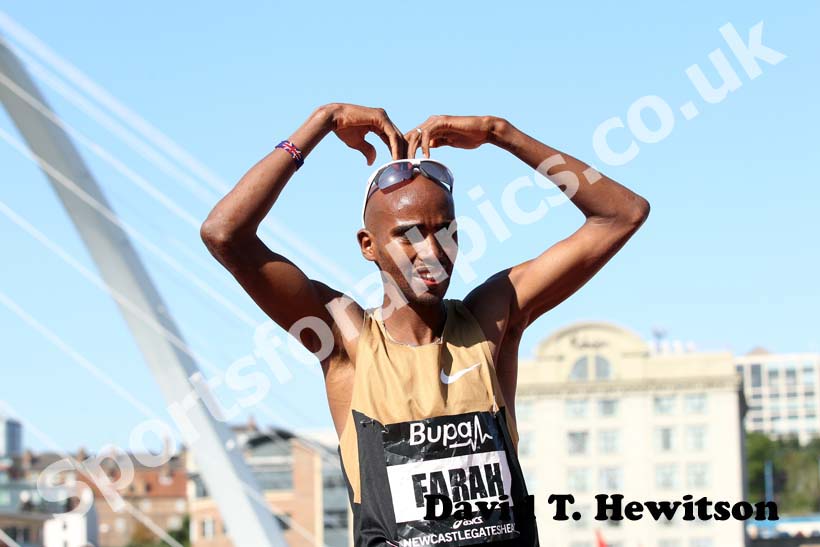 Mo Farah after winning the 2 miles at the 2012 BUPA Great North CityGames.